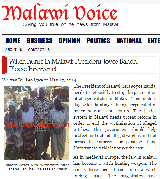 Witch hunts in Malawi by Leo Igwe 17 May 2014