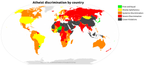 world map of discrimination against Atheists